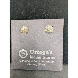 Ortega's Indian Stores Genuine Indian Handmade Sterling Silver Earrings Piercing